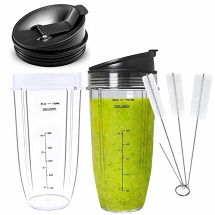 2 * 24OZ Cups with Spout Lids Replacement Parts Fits for Nutri Ninja Blenders