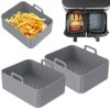 2PCS Silicone Air Fryer Liners for Ninjas Dual Air Fryer, Double Silicone Pot for Ninja Dual Air Fryer Reusable Silicone Air Fryer Liner Air Frye