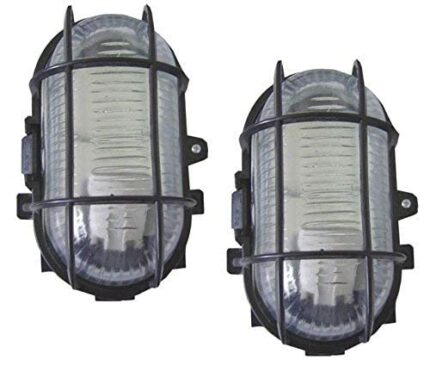 2 X Black Outdoor Garden Exterior Security Bulkhead Bulk Head Light LAMP 60W
