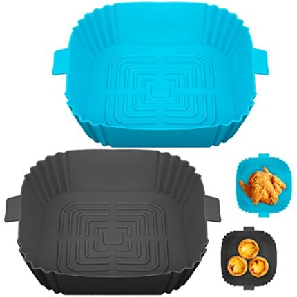 Smilcloud 2 Pcs Air Fryer Silicone Liner, 7.8 Inch Air Fryer Silicone Pot Silicone Baking Pan Air Fryer Paper Liners Replacement Silicone Mats Ai