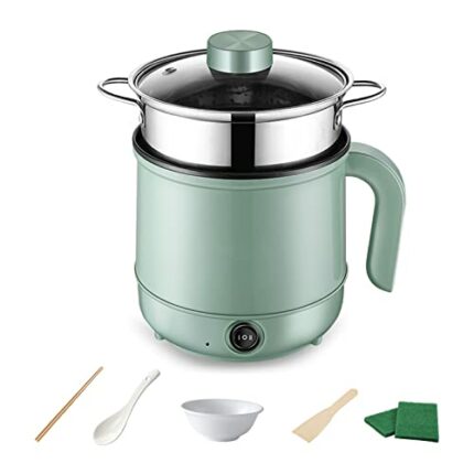 Electric Hot Pot, Non-Stick Electric Skillet, Multi-Functional Mini Stock Pot, 1.7L Rapid Ramen Noodles Cooker, Dual Power Cooker for Soup, Pasta