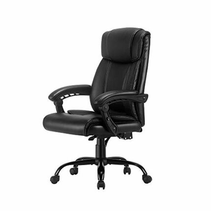 XJWWW-URG Computer Office Chair, Double Backrest and Cushion Tilt Lock Function Executive Chair PU Leather Adjustable Armrest Bow Foot Design Bea