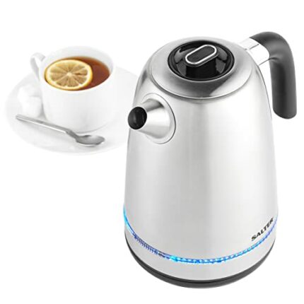 Salter EK5557 Lumie 1.7L Jug Kettle – Fast Boil, Auto-Shut Off and Boil Dry Sensor, Anti Limescale Filter for Easy Cleaning, Stainless Steel with