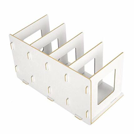 Desktop Bookshelf Wood Sturdy Durable Book Rack with Multi-Slots for Home Office School in 11.81 x 6.69 x 6.69inch(warm white)