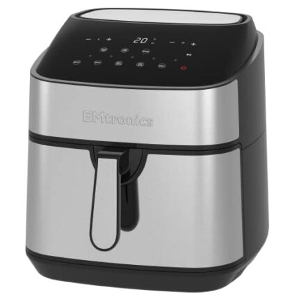 EMtronics XL Extra Large EMAFSD9S Digital Family Size Air Fryer 9 Litre with 8 Preset Menus for Oil Free & Low Fat Healthy Cooking, 99-Minute Tim
