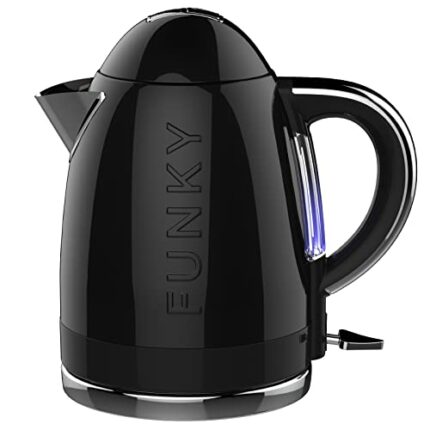 FUNKY Retro Kettle, Large 1.7L Capacity, 3kw Fast Boil with Easy Pour, Black (FK-01-BLACK)