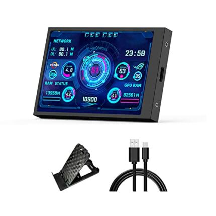 Sikai 3.5 inch Mini Screen PC Parts,IPS Screen/USB-c Port,PC Temperature Display AIDA64, Compatible with Windows System PC Sensor Panel Display C