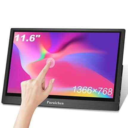 HTNZIR 11.6 Inch Portable Monitor Touchscreen USBC Monitor 1366x768 Computer Screen with HDMI TYPEC USB Compatible for Raspberry pi Computer Lapt