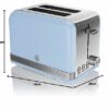 Swan ST19010BLN Retro 2-Slice Toaster with Defost/Reheat/Cancle Functions, Cord Storage, 815W, Retro Blue