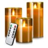Yinuo Candle Flameless Led Candles Light Flickering,Real Wax Fake Wick Moving Flame Faux Wickless Pillar,with Timer Remote,Suit for Festival Wedd