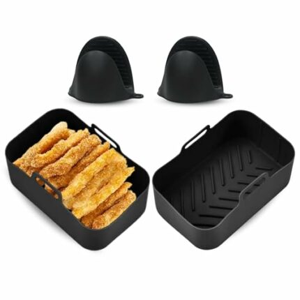 AMZ Pro 4 PCS Silicone Air Fryer Liner | Air Fryer Liner Silicone Suitable for 9.5L Air Fryer DZ401 10 QT & 7.6L DZ201 8 QT | Reusable and Smell