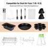14Pcs Dual Air Fryer Accessories for Ninja Foodi AF300UK, AF400UK & 7.6L-9.5L Air Fryers & Tower T17088, Including Pizza Pan, Racks, Egg Mold, et