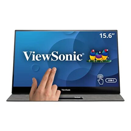 ViewSonic TD1655 16-inch Full HD Portable Touch Monitor with 2 Way Powered 60W USB C, Eye Care, Dual Speakers, Frameless Design with Protective M