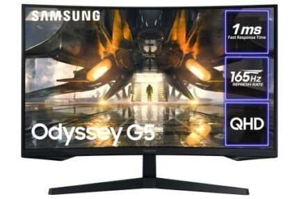 Samsung Odyssey LS27AG550EPXXU 27" AG550 1000R QHD Curved Gaming Monitor - 165Hz, 1ms, 2560 x 1440p QHD, Freesync Premium, HDR10, HDMI, Displaypo