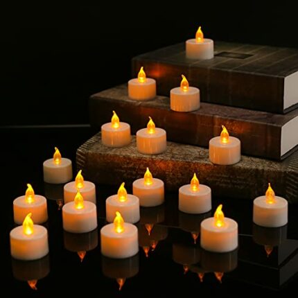 Teynewer 12 Pack Flameless Tea Lights Candles Realistic Flickering