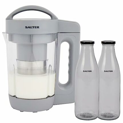 Salter COMBO-8796 Plant Milk Maker - Nutrient-Rich Plant & Dairy-Free, 1.6L Vegan Nut Milk Machine, Oat/Hazelnut/Coconut/Almond Milk, Transparent