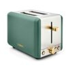 Tower T20036MNB Cavaletto 2-Slice Toaster with Defrost/Reheat, Stainless Steel, 850W, Midnight Blue and Rose Gold