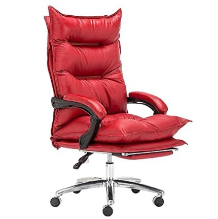 YT.JYUERI Relax Comfortably Safe Big and Tall Ergonomic Office Chair, Leather Office Chair with Footstool, Swivel Office Chair with Castor Wheels