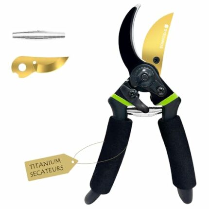 SYEONKOS Secateurs, with Spare Blade&Spring, Premium Titanium Garden Pruning Shears, Soft Handle Gardening Scissors, Bypass, Ergonomic Shape, Gar