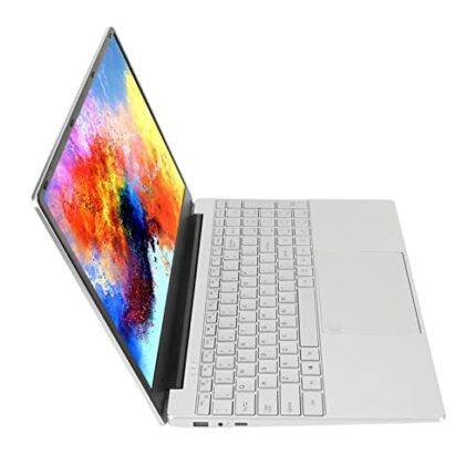 Aeun HD Laptop, UK Plug 15.6in Silver Quad Core 8GB RAM Laptop for Office (8+256G UK Plug)