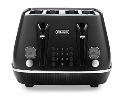 De'Longhi Distinta X CTIN4003.BK Designer 4 Slice Toaster, Variable Browning Control, Reheat/Defrost/Bagel Function -Black