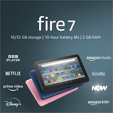 Fire 7 tablet, 7” display, 16 GB, latest model (2022 release), Rose without Ads