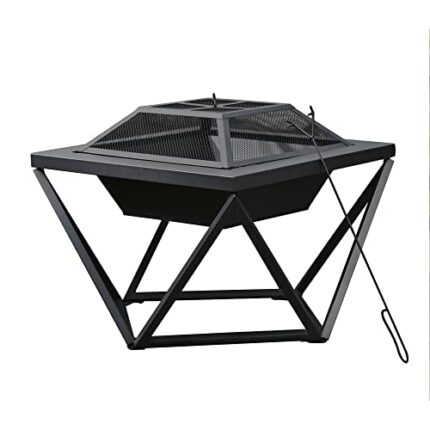Teamson Home Garden Wood Burning Fire Pit, Outdoor Log Burner Firepit with Lid