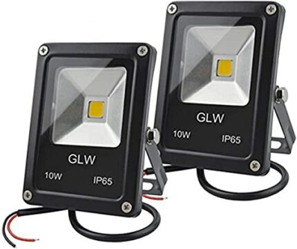 GLW 12V DC LED Flood Light 10W Mini Outdoor Floodlight IP65 Waterproof Working Outside Lights 900lm 3000K Warm White Security Light 80W Halogen B