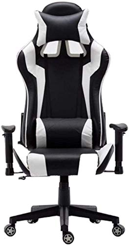 HJW Ergonomic Gaming Chair High Back Computer Chair Home Office Chair Lift Reclining Sports Chair Adjustable Chair Armchair,White,As Shown