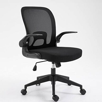 WALNUT Ergonomic Adjustable Office Chair Liftable Computer Desk Swivel Chair Home Comfort Sedentary Chairs with Folding Back (Color : Black)