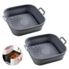 2PC Air Fryer Silicone Pot,Air Fryer Basket Foldable Silicone Liners,Reusable Air Fryer Replacement Basket,Air Fryer Pot 7.9 inch,Ninja Dual Air