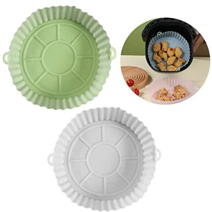 2 Pcs Reusable Air Fryer Silicone Liners, 7 Inch Non-Stick Air Fryer Silicone Pot, Replacement of Parchment Paper Liners Air Fryer Accessories, F