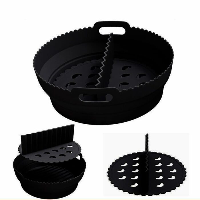 New Touch 8.3 Inch Round Silicone Air Fryer Liner with Divider - Large Reusable Air Fryer Silicone Liner for Oven, Microwave, and Air Fryer Acces