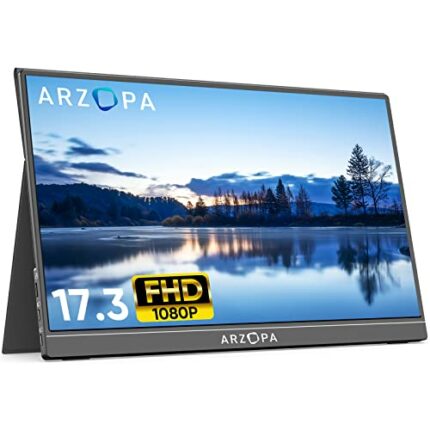 Portable Monitor ARZOPA A1 MAX 17.3 Inch 1920×1080 FHD, 100% SRGB IPS Monitor Screen with HDMI/Type-C/USB-C, Eye Care Gaming Portable Screen, Dua