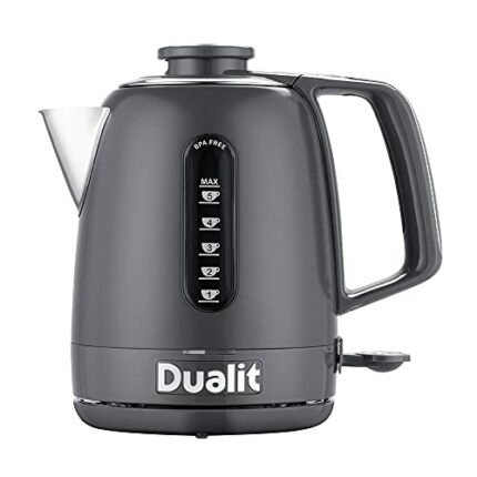 Dualit Domus Kettle | 1.5 L 3KW Jug Kettle | Grey | Dual Measuring Windows | Fast Boiling Kettle With Patented Sure Pour™ Technology | BPA Free E