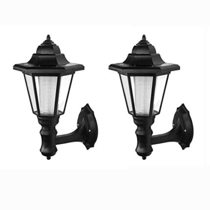 OurLeeme Solar Powered Wall Lanterns, Outdoor Solar Wall Lamp Sun Light Powered Auto ON/Off Waterproof for Garden Fence Yard