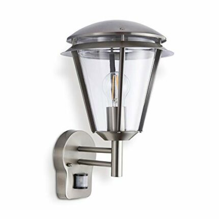 INOVA Outdoor Lights with Sensor - Security Lights Outdoor Motion Sensor - Brushed Stainless Steel PIR Motion Sensor Lights - Motion Detector Out