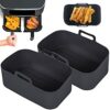 2PCS Silicone Air Fryer Liner for Ninjas Dual 19.5cm Basket Pot Reusable Non-Stick Waterproof Airfryer Baking Mould Food Grade Tray
