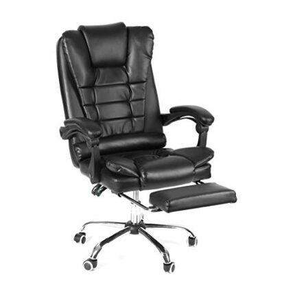 DLOETT Office Executive Massage Chair Adjustable Rotating Lifting PU Leather Computer Gaming Chair Reclining Armchair with Footrest