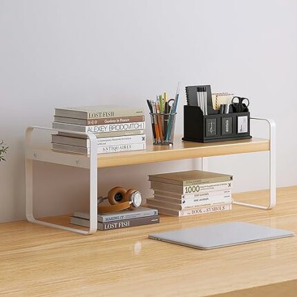 Desktop Organizer Shelf, 1-2 Tier Organizer Storage Shelf, Wooden Desktop Bookshelf Cute Dresser Storage, Small Display Organizer Shelf for Offic