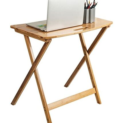WALNUT Folding Computer Desk Simple Metal Frame Modern Home Office Laptop PC Workstation Compact Study Writing Reading Table for Small Space, Fol