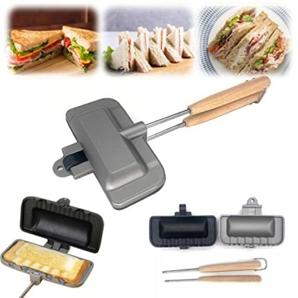 mumisuto Toasted Sandwish Maker, Double Sided Frying Pan, Non-Stick Stovetop Toastie Maker with Handles Double Sided Grill Pan for Panini Snack B