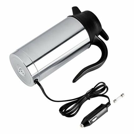 Car Electric Kettle, MAGT 12V Kettle for Car 750Ml Stainless Steel Electric Car Kettle Heating Cup Coffee Mug Travel Water Bottle Ideal for Hot W