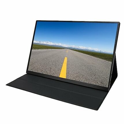 Aeun Portable Monitor, Easy Connection 60Hz Refresh Rate External Mobile Screen 16 Inch IPS Type C Mini HD with PU Case for Office (UK Plug)