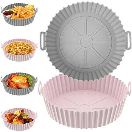 Silicone Air Fryer Liners- 2 Pack Reusable Air Fryer Accessories for Ninja Cosori Tower Instant,Silicone Air Fryer Liner Airfryer Silicone Liners