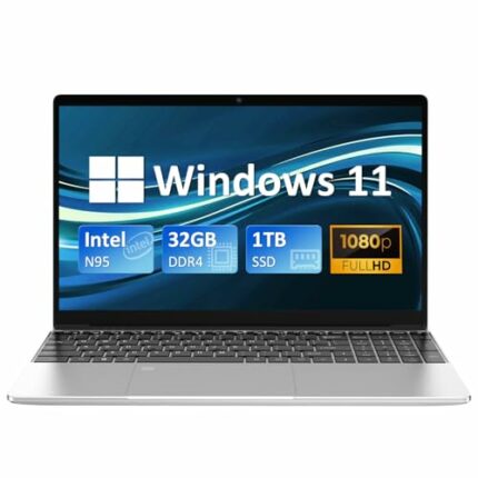 Auusda 15.6 Inch Laptop, 32GB DDR4 1TB NVMe SSD Windows 11 Ultrabook, Intel N95 Laptops(3.4GHz),1920x1200 FHD Display Computer, with Touch ID WiF
