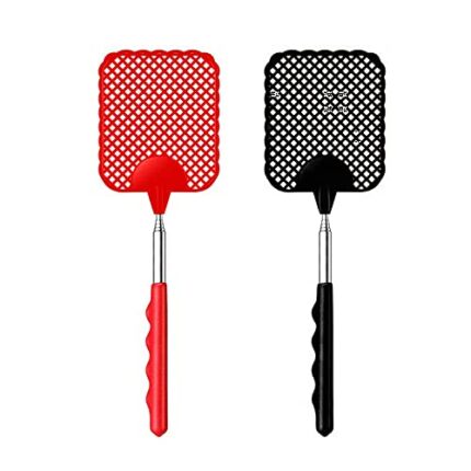 iZhuoKe Extendable Fly Swatters 2 Pack,Strong Fly Killer with Stainless Steel Telescopic Handle28.5cm to 75 cm,Manual Fly Swat Pest Control for I