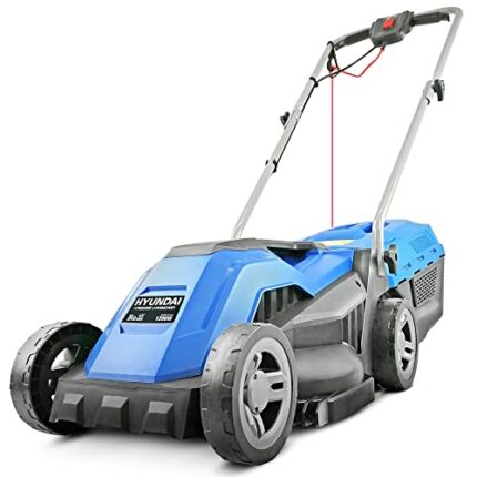 Hyundai 13" 33cm 1200w Corded Electric Lawnmower 230v / 240v lightweight with Roller Mulching, 3 cutting heights, 30L grass bag, Foldable handles