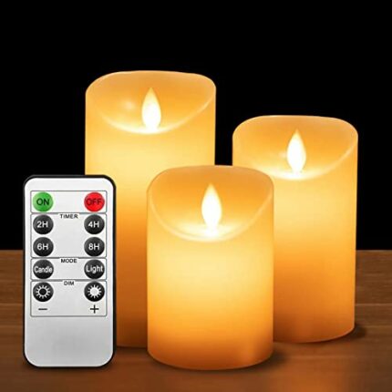 ILEEDear LED Candles Battery Candles Flickering 4" 5" 6" Real Wax with Remote Control Timer，flameless Candles Christmas Candles Ramadan Decoratio