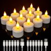 Ymenow Rechargeable Tea Lights Candles with Remote Control Timer, 6pcs Electric Battery Operated Tealight Candles Flickering with USB Charging Ca